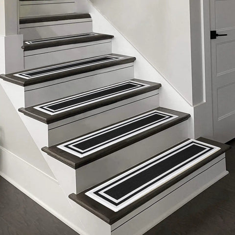 15 Pack Grippy Non Slip Stair Treads For Indoor Wooden Steps, 8 By 30 Inches, Dark Grey, TPR Anti Slip Backing
