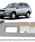 Left Driver Side Sun Visor With Makeup Mirror Replacement for 2004 To 2005 Models OE 7432042420B0 in grey, RAV4