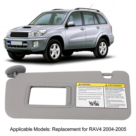 Left Driver Side Sun Visor With Makeup Mirror Replacement for 2004 To 2005 Models OE 7432042420B0 in grey, RAV4