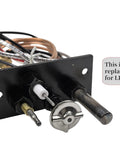 Front view of LPG/NG fireplace pilot assembly with 750mV thermopile, black mounting plate and wiring.