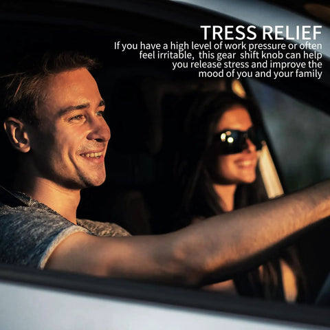 Two people in a car enjoying the Cup Holder Shifter For Tesla Model 3 And Model Y, feeling relaxed and smiling.