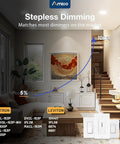 2 Pack 6 Inch Led Recessed Ceiling Lights With Slim Wafer Profile And Built In Junction Box in modern living room with dimming illustration.