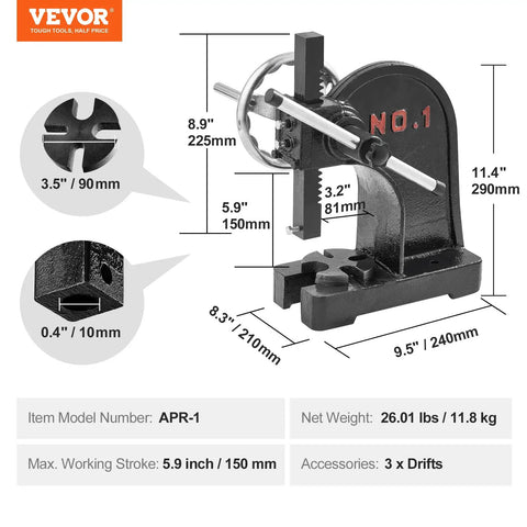 1 Ton Manual Arbor Press With Handwheel Built To Last Heavy Duty Desktop Press For Precision Stamping Bending And Forming