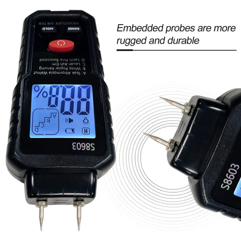Pin Type Digital Wood Moisture Meter 0-99.9% With Backlit Display, Ultra Accurate Wood Humidity Tester For Firewood, Timber, Lumber, Carton And Paper.