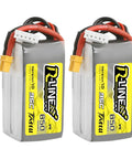 R-Line 850mAh 14.8V 95C 4S LiPo Battery Pack With XT30 Plug 2 Pack For FPV Racing shown with yellow XT30 connector