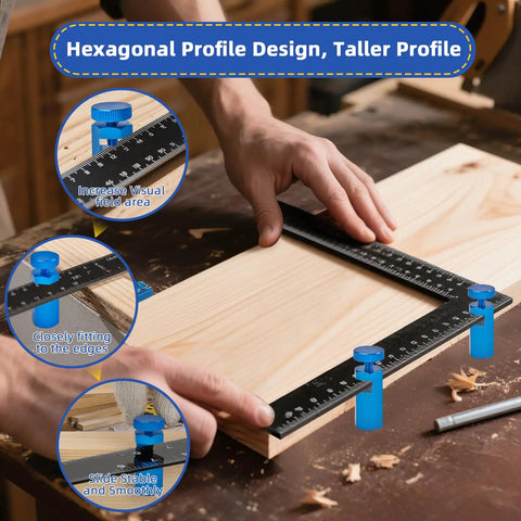 Premium Steel Stair Gauges For Framing Squares crafted as heavy duty carpenter layout tools, shown with hexagonal profile design.