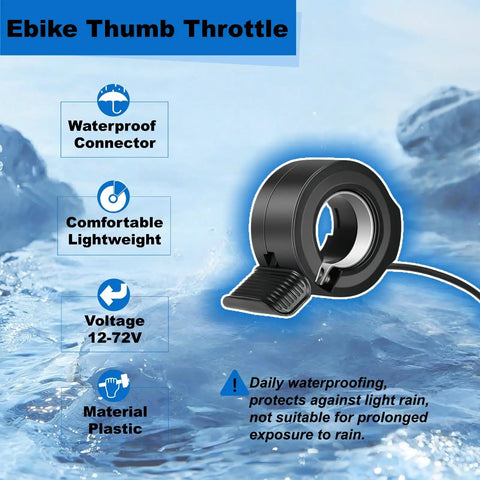 Upgraded Ebike Thumb Throttle 130X Waterproof 3 Pin Connector For 12V To 72V Controllers Universal Fit Easy Install Left Or Right On 22.2 Millimeter Handlebars Speed Control Accelerator For Electric Bike And Scooter Conversions