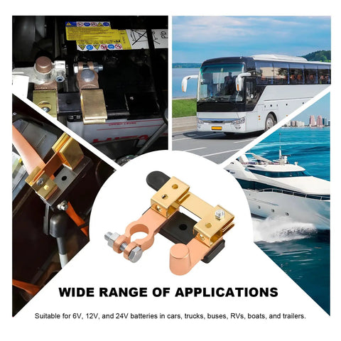 Heavy Duty Knife Blade Battery Cutoff Switch 12V 24V Negative Terminal for Cars RVs and Boats on a battery mount.