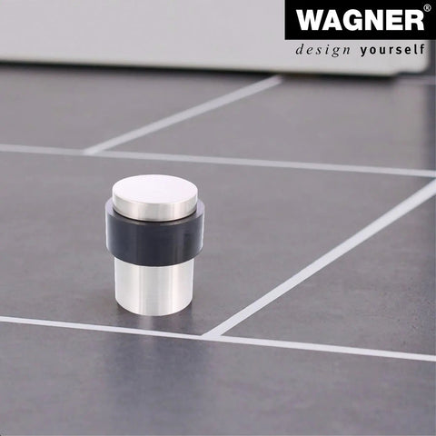 Big Ben Floor Door Stop With Soft Rubber Cap Satin Cast Aluminum Body Black Finish Diameter 35 By 40 Mm Screw In Mount