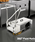 Heavy Duty 55L Mobile Fryer Oil Filter Machine With Cart, stainless steel unit with wheels for kitchen mobility.