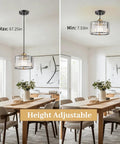 Total Glow Up Modern Crystal Pendant Lights For Kitchen Island In Sleek Black And Gold Height Adjustable Hanging Chandelier for Dining Room Decor with adjustable height options.