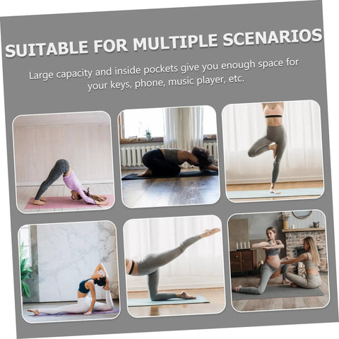 Large Capacity Yoga Mat Carrier Bag With Adjustable Shoulder Strap And Full Zip Closure Ventilated Waterproof Lining Pocket For Keys Phone And Music Player Perfect Gym Travel And Yoga Sessions showcasing diverse yoga poses for various scenarios.