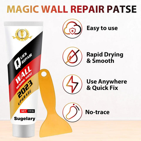 All In One Wall Repair Kit With Spackle Paste And Scraper Two Pack For Quick Dry White Plaster Patch Holes And Cracks Graffiti