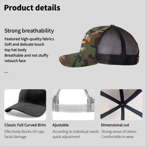 Not Gay But 20 Is 20 Funny Yet Bold Cool Hats For Men And Women Unisex Golf Trucker Cap Camouflage Mesh side view