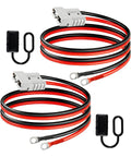 Beefed Up 50A 7AWG Connector Kit For 12V/24V Systems, 1 Meter Lead, 600V DC Max, Minus 20C To 105C Temperature Range, Flame Retardant PC Housing, Built Tough For Auto, Marine, And DIY Electrical Projects. 1m red black cable with ring terminals and connector