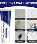 All In One Drywall Repair Kit With Scraper For Quick Patch Up And Hole Crack Fix No Mess Mending Paste with examples of wall damage.