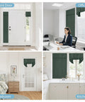 Easy No Drill Install French Door Curtain Panel, 69 Inch Length, Dark Green Room Darkening Window Covering For Patio Doors, Energy Efficient Shade, 1 Panel With Adhesive Straps, Simple Setup That Blocks Light And Keeps Heat In shown installed in various home settings.