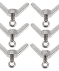 Stainless Steel Flange Butterfly Wing Bolts Kit M6x20mm With Locking Hole For Secure Furniture And Machinery Connections Corrosion Resistant Hand Tightened 6 Pack