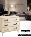 Matte Black Stainless Steel Cabinet Handles Set of 10 With 20 Screws installed on a dresser in a modern living room.