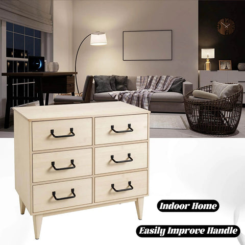 Matte Black Stainless Steel Cabinet Handles Set of 10 With 20 Screws installed on a dresser in a modern living room.