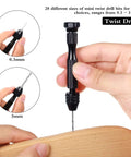 Black handheld pin vise drill with 0.3mm and 3mm twist bits for resin and polymer clay DIY projects