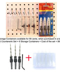 Woodworking Countersink Drill Bit Set Three Piece For Number Eight Size Eleven Sixty Fourth Inch With Four Flute HSS M2 Tapered Countersink Bits Includes Hex Wrench For Precise Clean Countersinks shown with storage container options