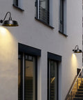 Gooseneck Barn Lights Outdoor Dusk To Dawn Sensor, 18 Inch Diameter Exterior Farmhouse Lighting on modern building wall