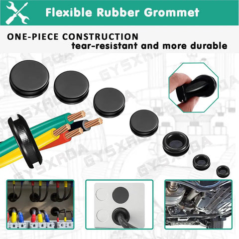 Rubber Grommet Kit 170 Pack Black Assorted 7 Sizes For Cable Holes Electrical Plumbing Automotive Boat And Home Improvement Cord Wire Pipe Organization Weather Resistant Durable Flex For Rugged DIY Projects