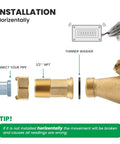 Installation diagram for DN15 Cold Water Meter With Pulse Output 1/2 Inch NPT, AWWA 708 Certification Gallon Flow Meter, horizontal setup