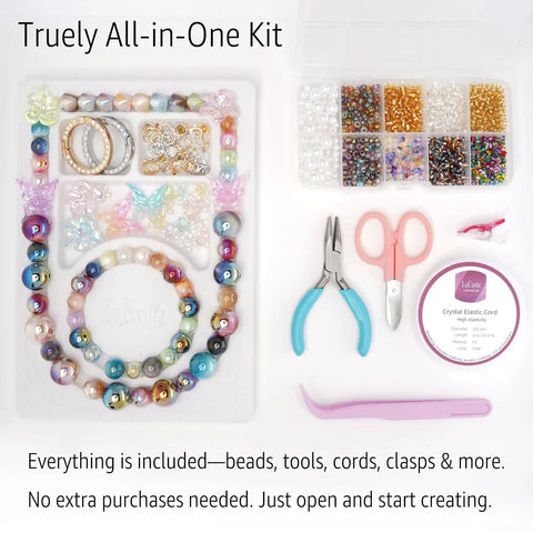Stellar Beading Designer Kit For Beginners, All In One Bracelet Making Set with 1600 beads, tools, cords, clasps, and guide