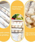Clear Plastic Egg Holder For Refrigerator With Auto Rolling Design, Stackable 3 Drawer Egg Storage Box, 54 Egg Capacity, BPA Free