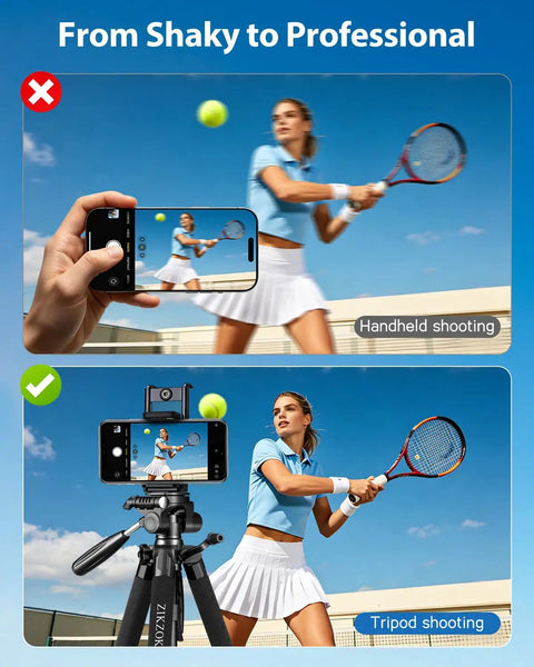 Comparison of handheld vs tripod shooting with Beefy Heavy Duty Aluminum Camera Tripod With 19 To 75 Inch Extendable Height