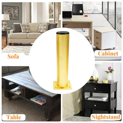 Top Tier Adjustable Aluminum Furniture Legs Sweet Gold Finish in living space, suitable for Sofa, Table, Cabinet, Nightstand.