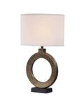 25 Inch High Transitional Metal Table Lamp With Antique Brass Finish And White Oval Shade 16 Inch Wide Shade Easy On Off Switch E26 Base 100 Watt Max UL Listed A Room Ready Accent For Living Rooms And Desks, showing modern circular design.