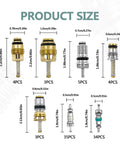 102 Piece Auto AC Valve Core Kit With Aluminum And Brass Cores For R12 R134a Leaks detailed size and quantity specifications.