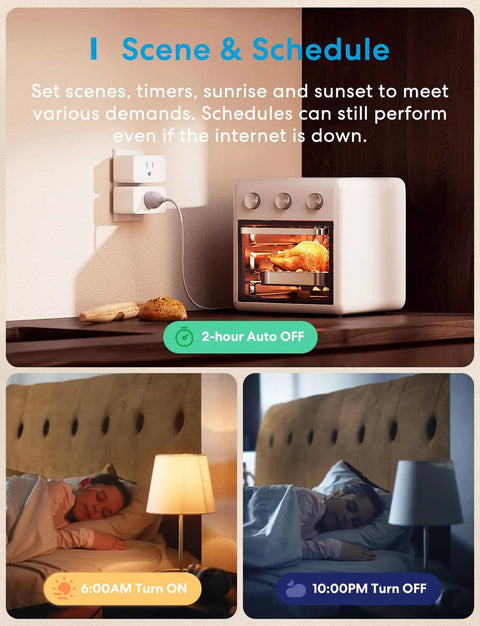 Smart Plug Mini Pack Of Four With 15 Amp Power, 2.4GHz WiFi, Works With Alexa And Google Assistant controlling appliances