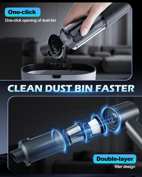 Cordless Handheld Car Vacuum With 15000Pa Beast Suction Brushless Motor 7 In 1 Cleaning Kit Type C Charge Easy Empty Dust Cup