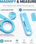 4 In 1 Needle Threader Kit With Seam Ripper Magnifying Glass And Magnetic Guide For Easy Threading Stitch Removal And Quick Sewing Fixes No Fuss All In One Sewing Accessory For Home Crafters, blue magnifier and measuring scale