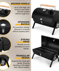 Portable Charcoal Grill Set For Outdoor Grilling And Camping, Compact Tabletop Barbecue With Tools, Thermometer And Chimney
