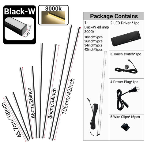 Black LED Recessed Lighting Kit With Dope 8 Piece 3000K Warm White Wall Panel Lights package contents and sizes