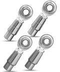 2 Pack 3/8 x 3/8-24 Heim Joint Rod End Kit For Panhard Bar, Beefy Heavy Duty Steel, Chrome Coated 52100 Bearing Balls, Silver Zinc Finish, High Load Capacity Up To 7,605 Pounds, shown as four rod ends