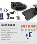 Kit includes Automower 440iQ Robotic Lawn Mower For 2 Acre Yards Wire Free Low Maintenance No Fuss Set And Forget Operation