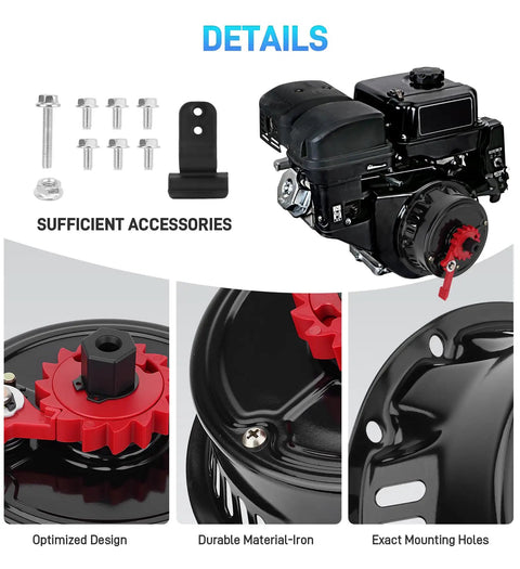 Upgraded Crank-Handle Pull Start Recoil Starter Assembly for Predator 212 shown with detailed parts and engine components