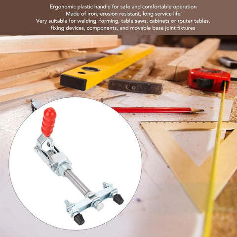 Push Pull Clamp Head With 65.5 mm Stroke And 318 kg Clamping Force Quick Release Elbow Joint Vertical Toggle Clamp For Welding And Woodworking Heavy Duty Secure Hold Tool For Precise Positioning, iron clamp with red handle