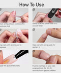 Step-by-step guide on using CurvLife Short Square Chrome Press On Nails with Electric Mirage Colorful Finish.
