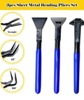 Must Have 3 Piece Hand Seamers Set For Sheet Metal Bending Including Straight Jaw, 45 Degree, And 90 Degree Pliers shown