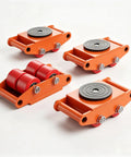 Heavy Duty Machinery Dolly For Industrial Equipment, Reinforced Carbon Steel Cart With 360 Degree Swivel And Four Large Casters, Durable Mobility For Concrete, Gravel, And Uneven Floors, Warehouse Moving And Heavy Load Transport, orange