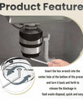 Universal Garbage Disposal Unjamming Wrench WRN00 for Waste King Moen and SinkErator shown in use under kitchen sink