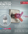 Delta dual-function pressure-balanced valve cartridge for Linden 17 Series Dual Function Shower Trim Kit, stainless steel finish.