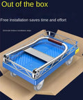 Heavy Duty Platform Cart With Removable Wire Fence Converts To Flatbed, 400kg Capacity, Quiet 12.7cm Wheels, Dual Swivel Casters, Go To Appliance And Material Moving Dolly, blue open box